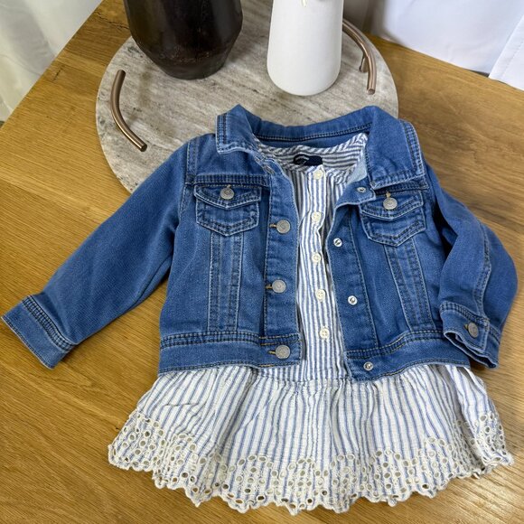 Bundle of Baby Gap Striped dress & Cat & Jack Jean Jacket Size 18 - 24 months - Picture 12 of 12